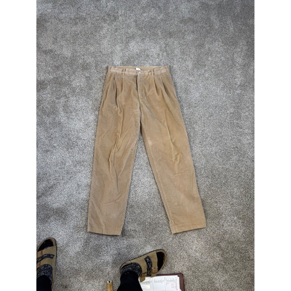 Vintage Jantzen‎ Tan Corduroy Pleated Pants Mens 34x32 Beige Straight Leg